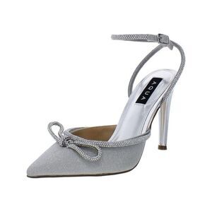 AQUA Womens Silver Glitter Embelished Pointed Toe Block Heel Heels Shoes 9.5 M